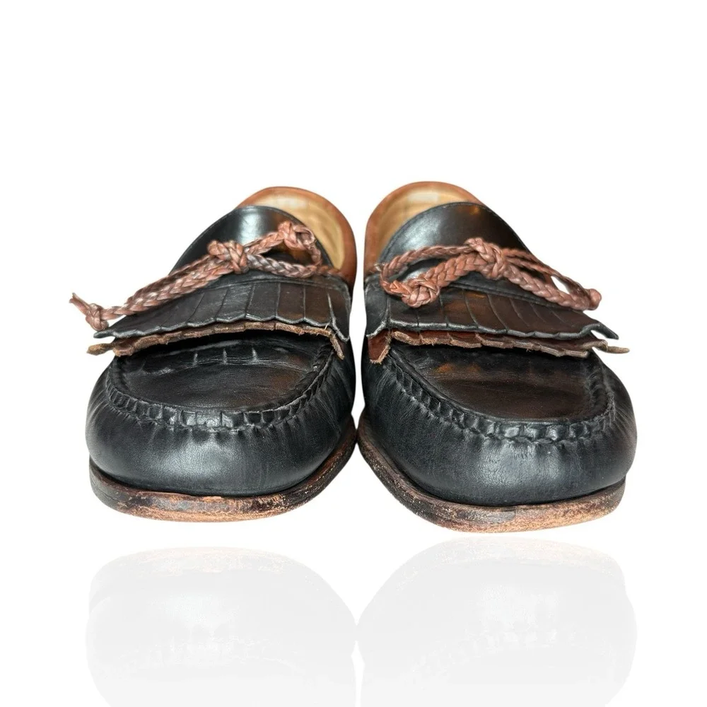 Allen Edmonds Woodstock 9D Black Brown Leather Kiltie‎ Tassel Loafer Shoes USA
